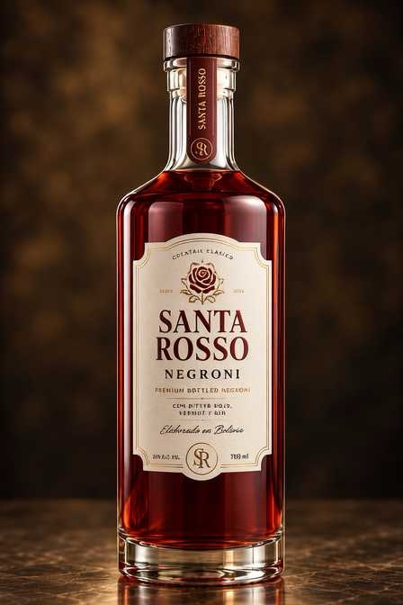 Botella de Santa Rosso Negroni en primer plano